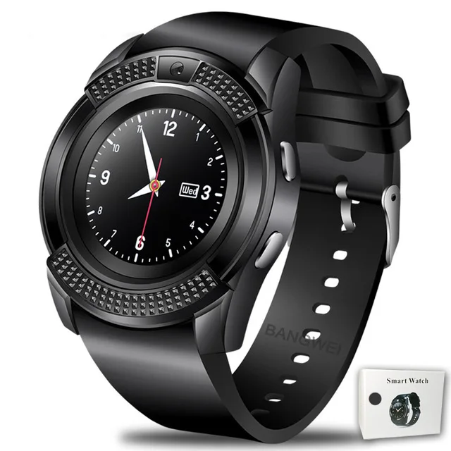 black LIGE, новые Смарт-часы, слот для sim-карты, Push Message, Bluetooth, подключение телефона Android, лучше, чем DZ09, умные часы, мужские часы - Цвет: black