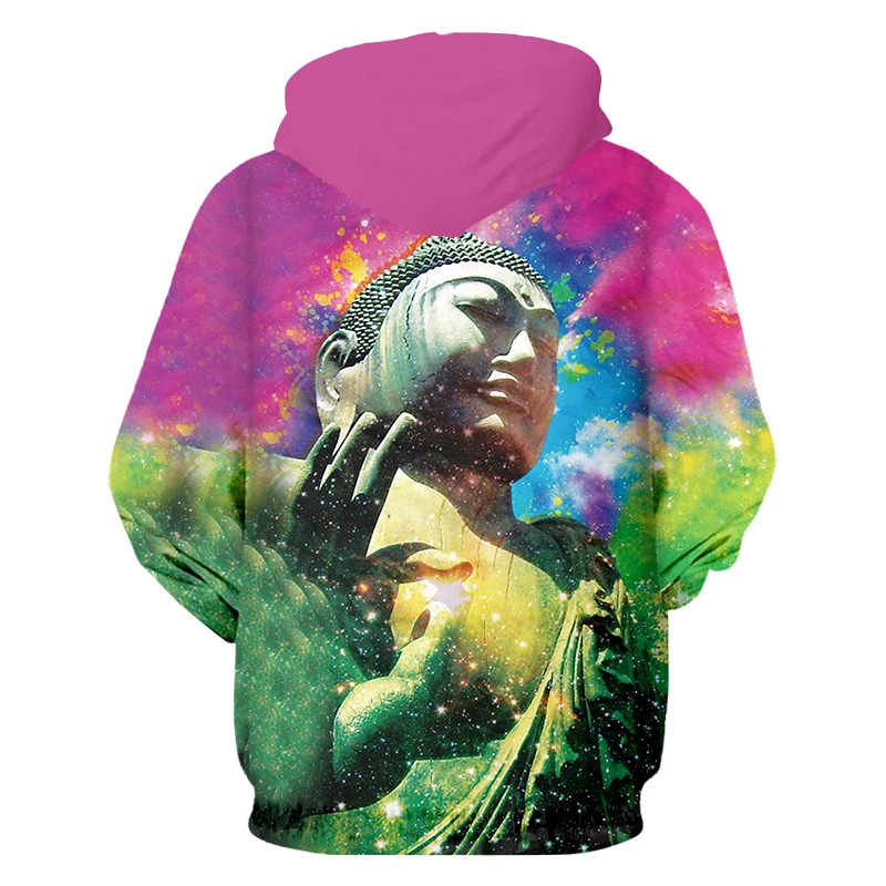 OGKB толстовки для взрослых Горячая длинная свободная 3D Толстовка с принтом Будды