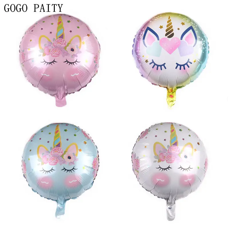 GOGO PAITY Новый 18 дюймовый круглый алюминиевый воздушный шар с единорогом для детей