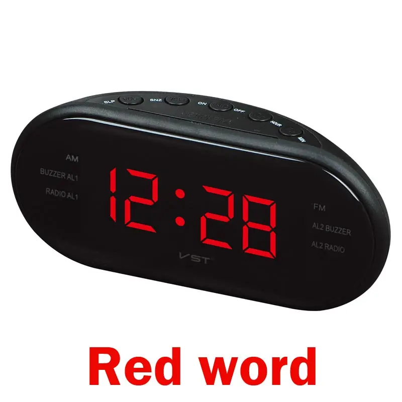 Red Word AM/FM светодиодное радио с часами, двойные сигналы, функция повтора сна на выходе, большой цифровой дисплей для спальни, таймер выключения - Цвет: Red Word