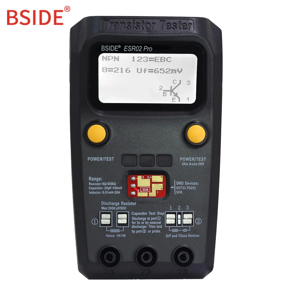 BSIDE ESR02PRO цифровой Транзистор тестер SMD диодные компоненты триодного