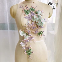 1pcs flower embroidery organza lace applique patches floral sew on patch costume for weddingevening dress diy cloth decoration