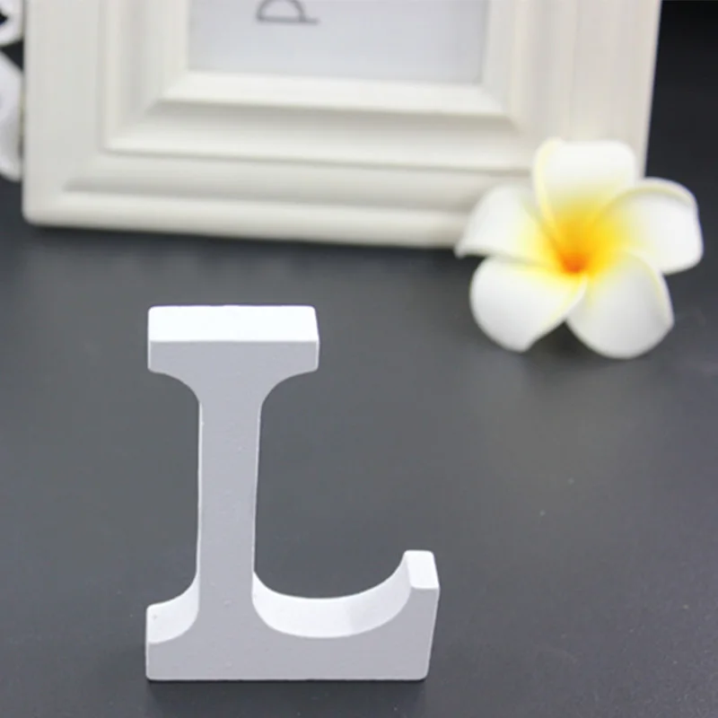 L 8x8cm 3D белая деревянная буква Английский алфавит DIY Индивидуальное Имя Дизайн Искусство ремесло свободно стоящее сердце Свадебный домашний декор - Цвет: L 8x8cm