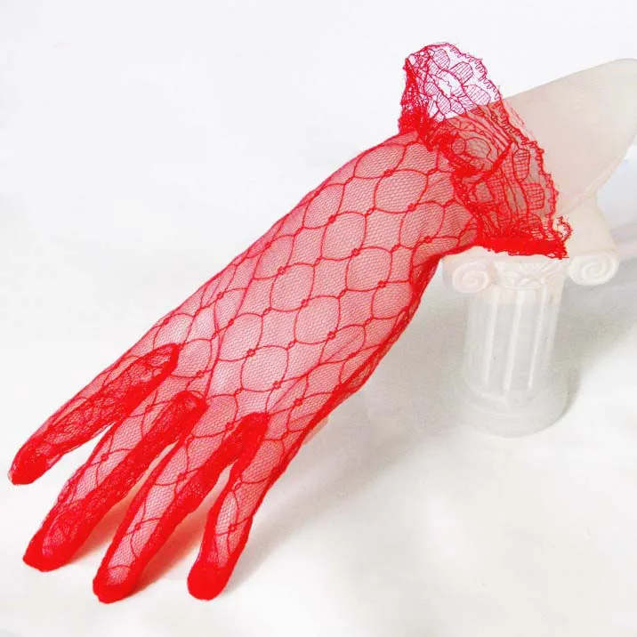 1 Pair 2020 Red Black White Short Lace Elegant for Bride Bridal Wedding Evening Prom Gloves Women Finger Dresses gants mariage | Свадьбы и