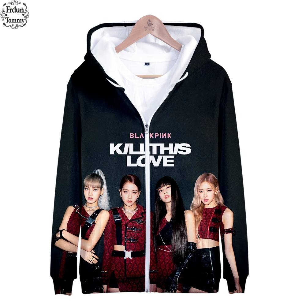 Frdun Tommee BLACKPINK 3D толстовки женские на молнии в Корейском стиле популярные толстовки с капюшоном Новые стильные модные толстовки Одежда XXS-4XL
