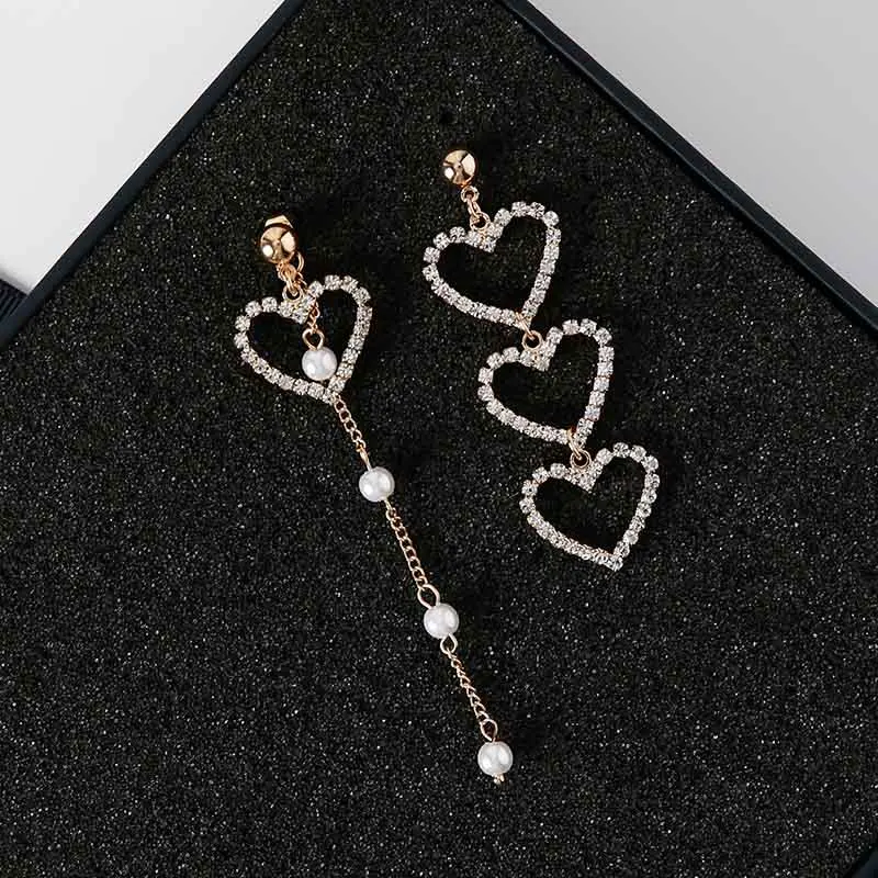 1 Pair Women Lady Girl Earrings Ear Stud Drop Pendant Heart Shape Rhinestone Jewelry M8694 | Украшения и аксессуары
