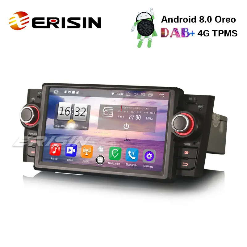 Erisin ES7523L 7 &quotAndroid 8 0 Автомобильная Стерео gps система DAB + радио 4G DVR без DVD для Fiat Punto