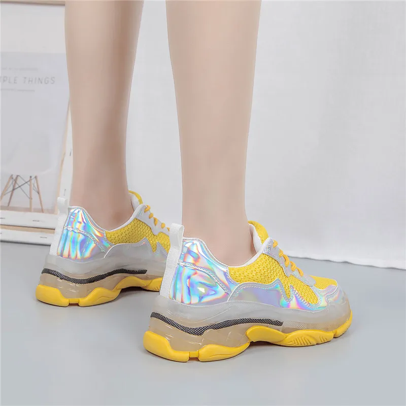 Sneakers Casual Shoes Women 2019 Diamond Sneaker Clear Platforms Bling Lace Up Thick Bottom Woman | Обувь