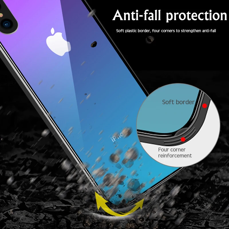 Чехол для телефона из закаленного стекла с прозрачным градиентом iPhone 11 Pro XS MAX XR X