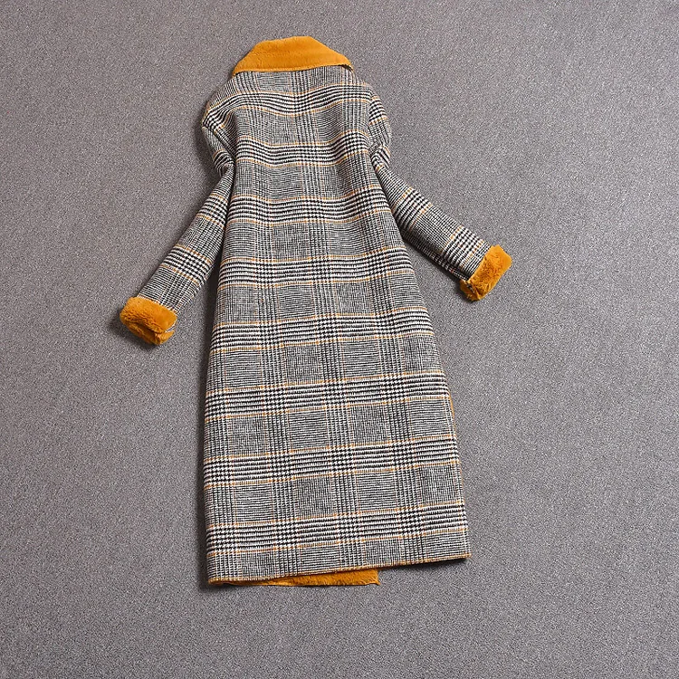 Большие размеры 2XL женщин на осень-зиму шерстяные coat2019 новый плотный бархат плед