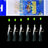 1pcs string hook for swivel rigs bait jigs fish head fishing luminous single combination fishhooks with 6 small hook