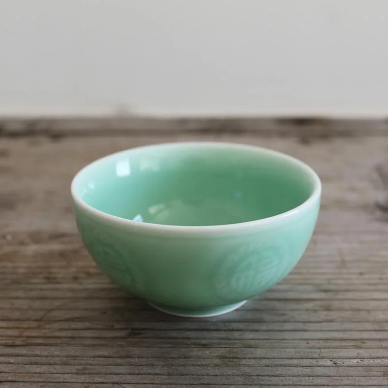 Longquan Celadon рисовая чаша благословение слова посуда столовая домашние миски для