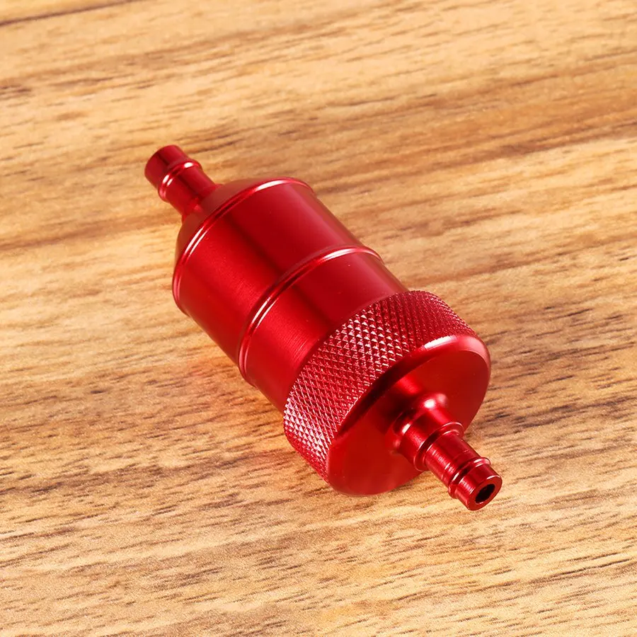 Универсальный бензиновый топливный фильтр красного цвета 6 мм 1/4 дюйма