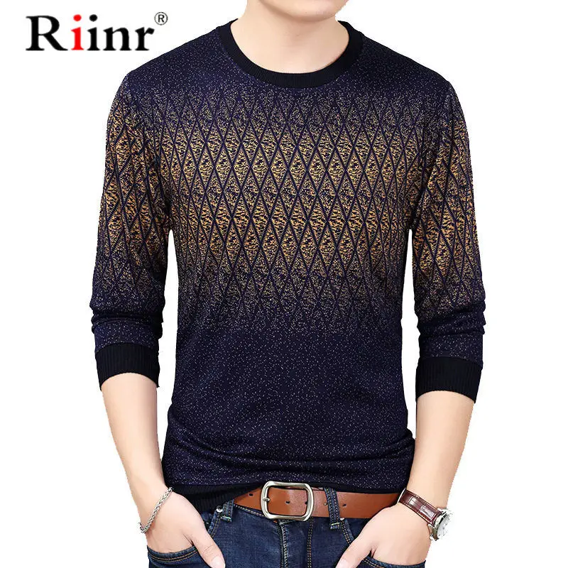 Мужской пуловер с круглым вырезом облегающий вязаный джемпер плотная теплая