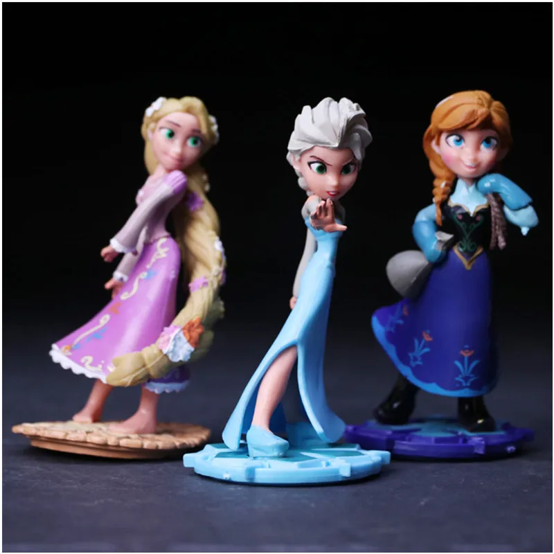 Disney Frozen 3 шт./лот 10 см принцесса Эльза Анна Рапунцель фигурка ПВХ игрушка