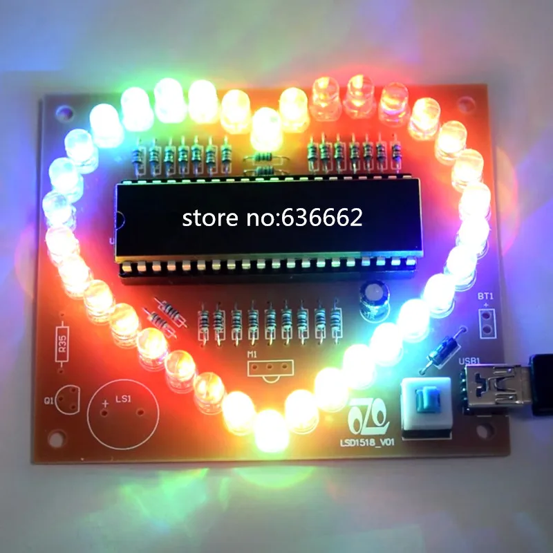 В форме сердца СВЕТОДИОДНЫЙ дисплей вращающийся Красочный Шатер DIY Kit