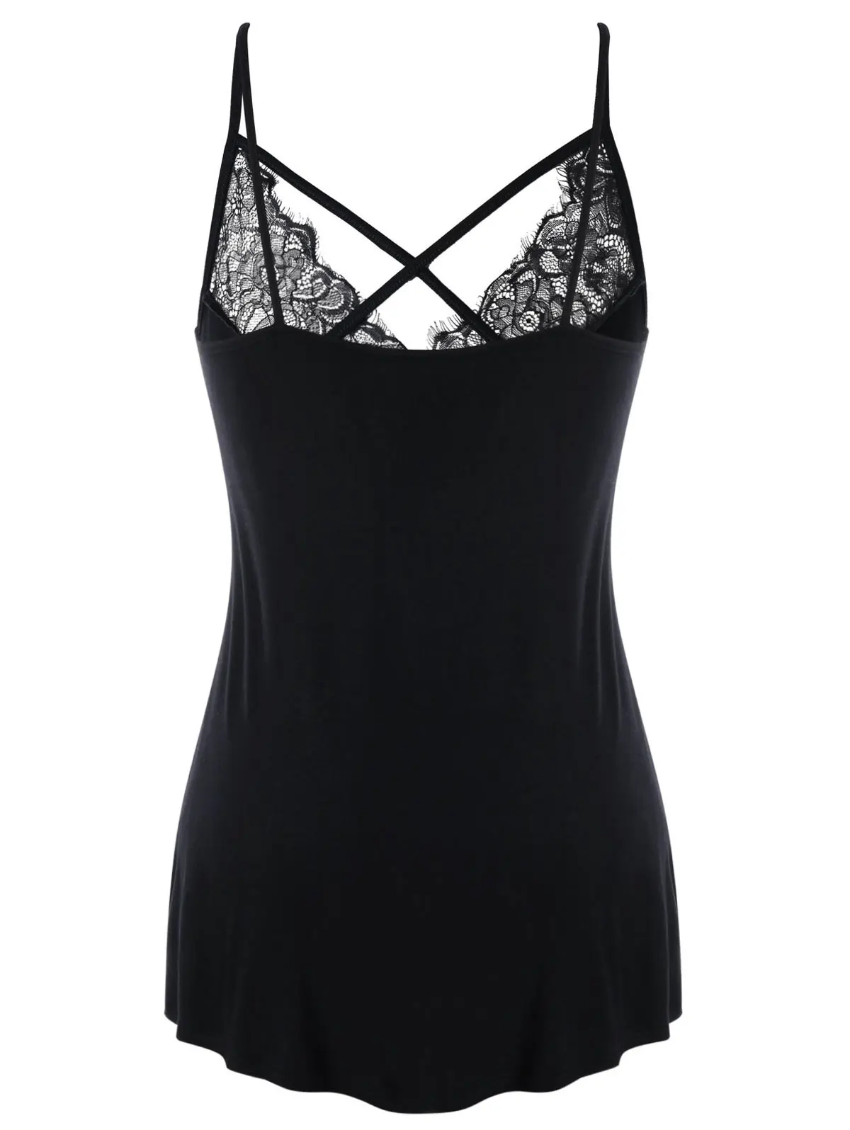 Женский кружевной топ без рукавов ROSEGAL Черный Повседневный Топ с v образным