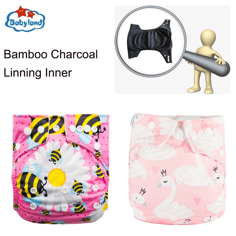 Promotion[ 15pcs /Pack] 3-15kg Baby Nappies 100% Bamboo Charcoal Cloth Nappy Pocket Diaper Covers Save Money Babyland New Diaper