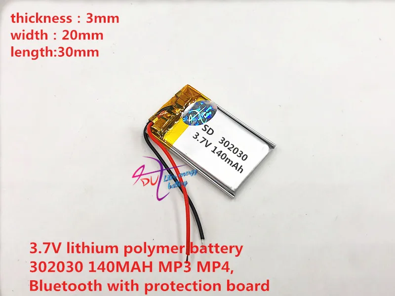302030 140mah 3.7V mp3/4 bluetooth GPS locator batteries battery lithium polymer toys | Электроника