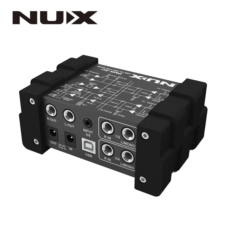 NUX PMX 2/PMX 2U I/O Line микшер мини консоль USB Звуковая 6/8 2 выхода индикатор громкости