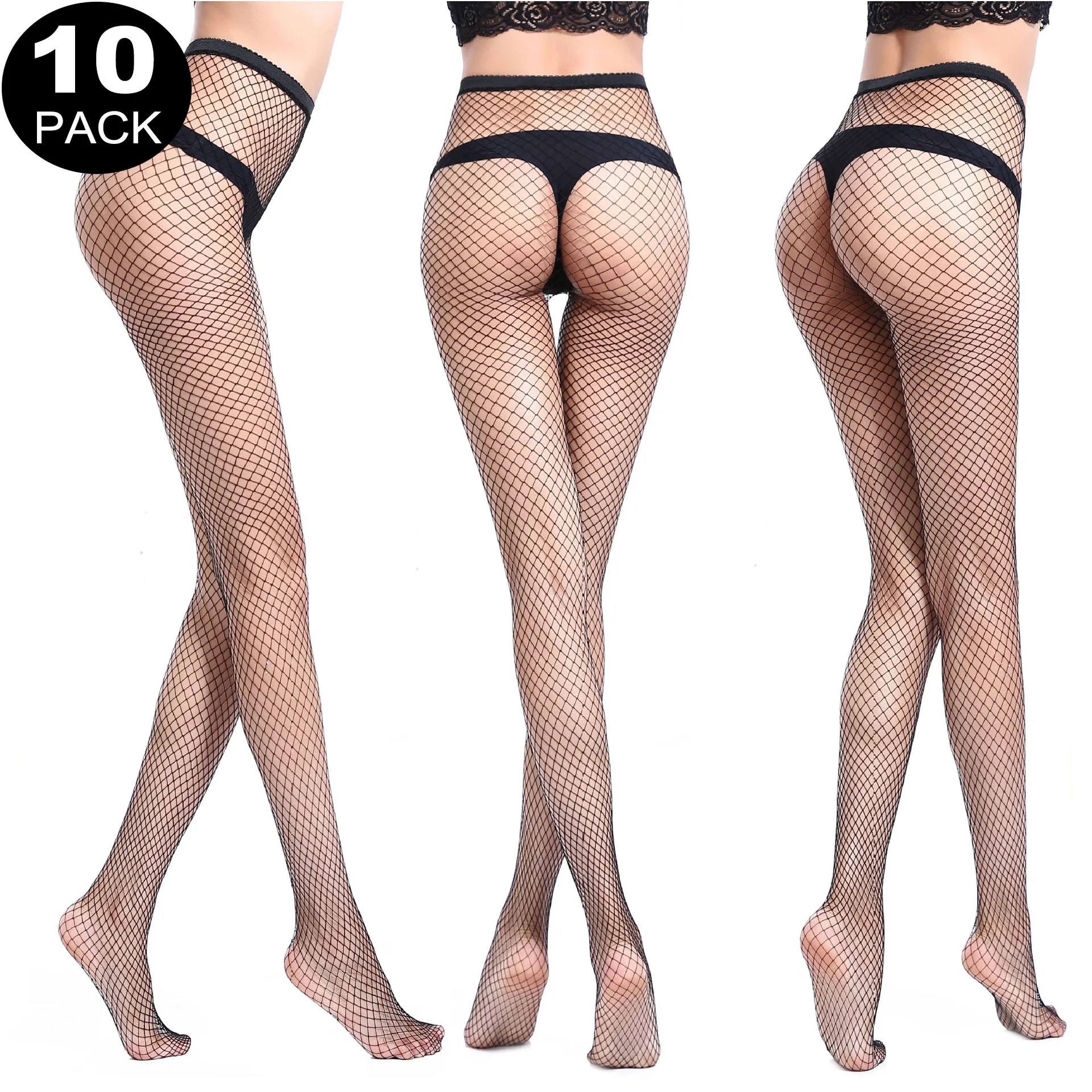 Ypser/, ажурные колготки, сетчатые чулки, блестящие сетчатые колготки со стразами - Цвет: 10Pair Black Medium
