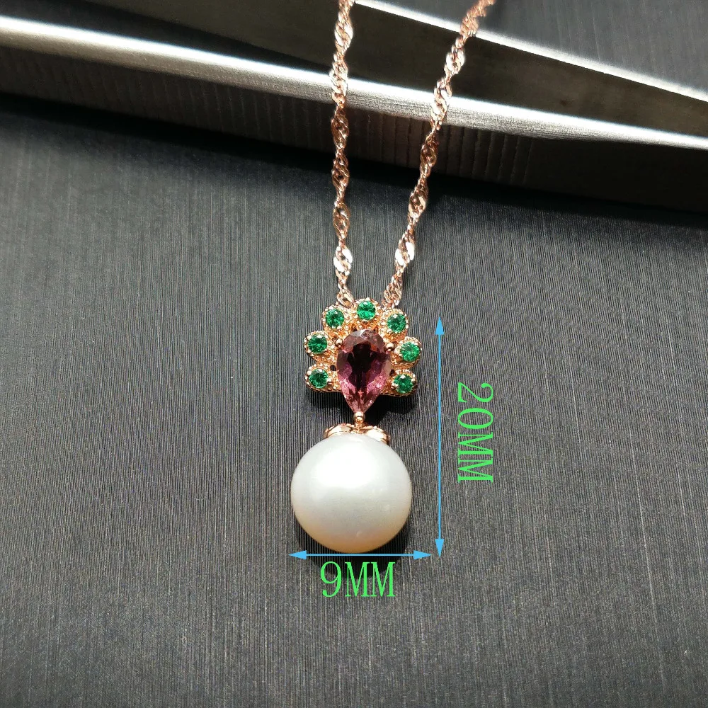 FLZB ожерелье с подвеской из натурального пресса воды и турмалина серебра 925 пробы