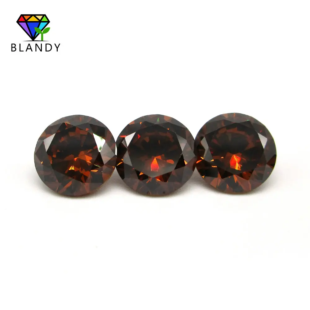 

1.0~3.0mm Round Shape Brown Cubic Zirconia 5A Quality Brilliant Cut Coffee Color Synthetic CZ Stone For Jewelry