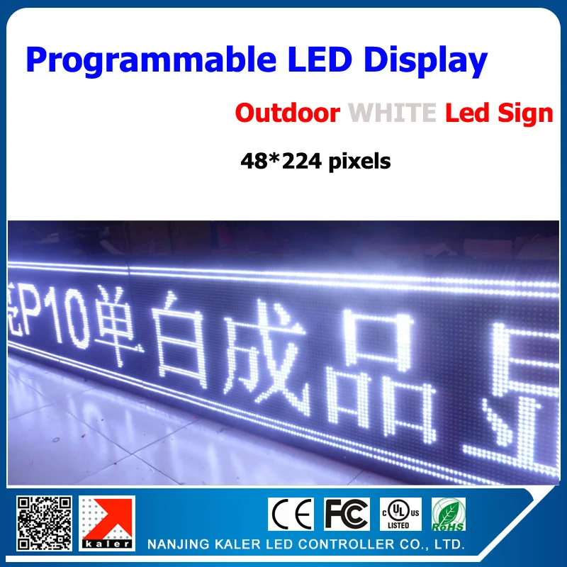 

Outdoor DIP P10 advertising led screen with single white color programmable and scrolling message led display 56*232cm
