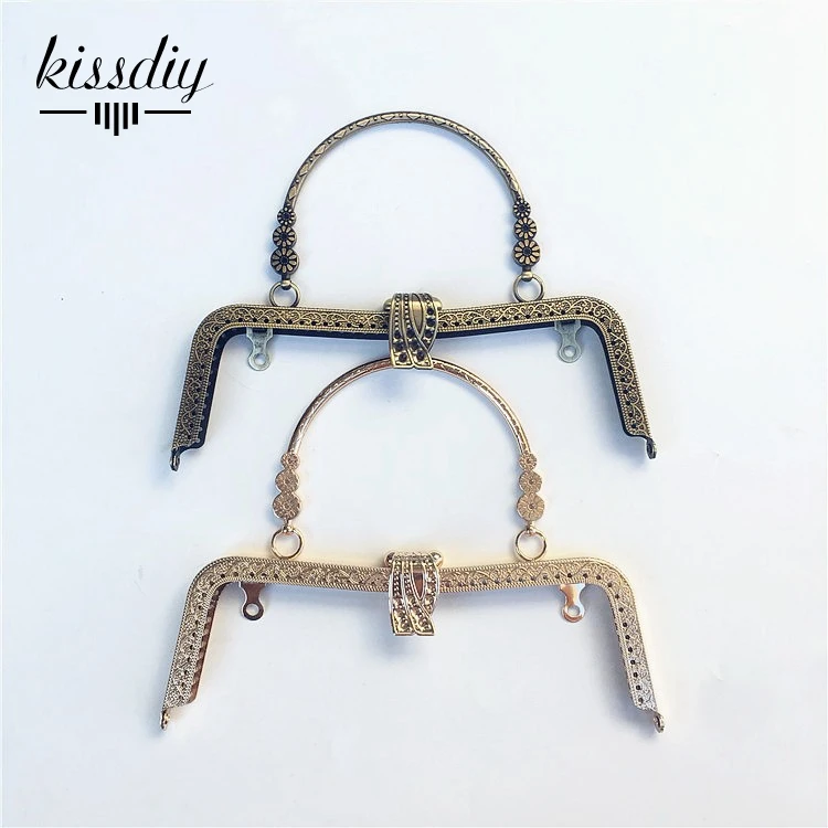 KISSDIY 3 шт./лот 20,5 см M Винтаж металлическая рамка для кошелька, дужки с золотой античная бронза, серебро, золото, фермуар ручки Сделай Сам аксессуары для сумок