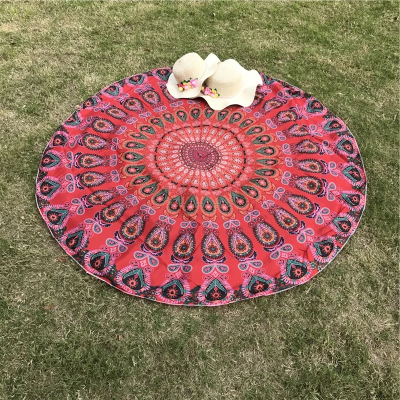 Настенное подвесное одеяло шифон индийский павлин мандала Круглый пляжный