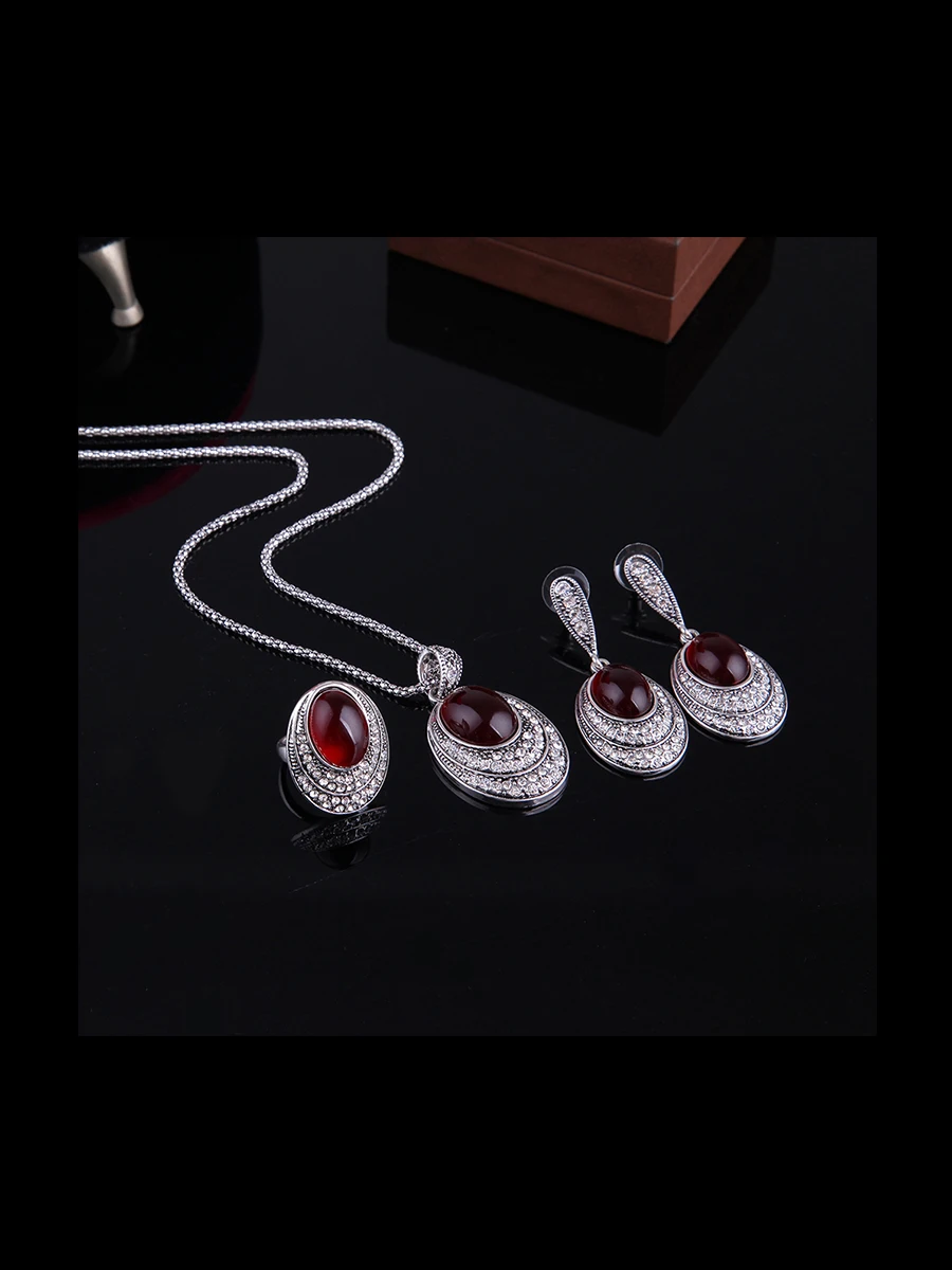 Женский комплект из колье серёг и кольца с подвеской|vintage turkish|necklace earringjewelry sets vintage