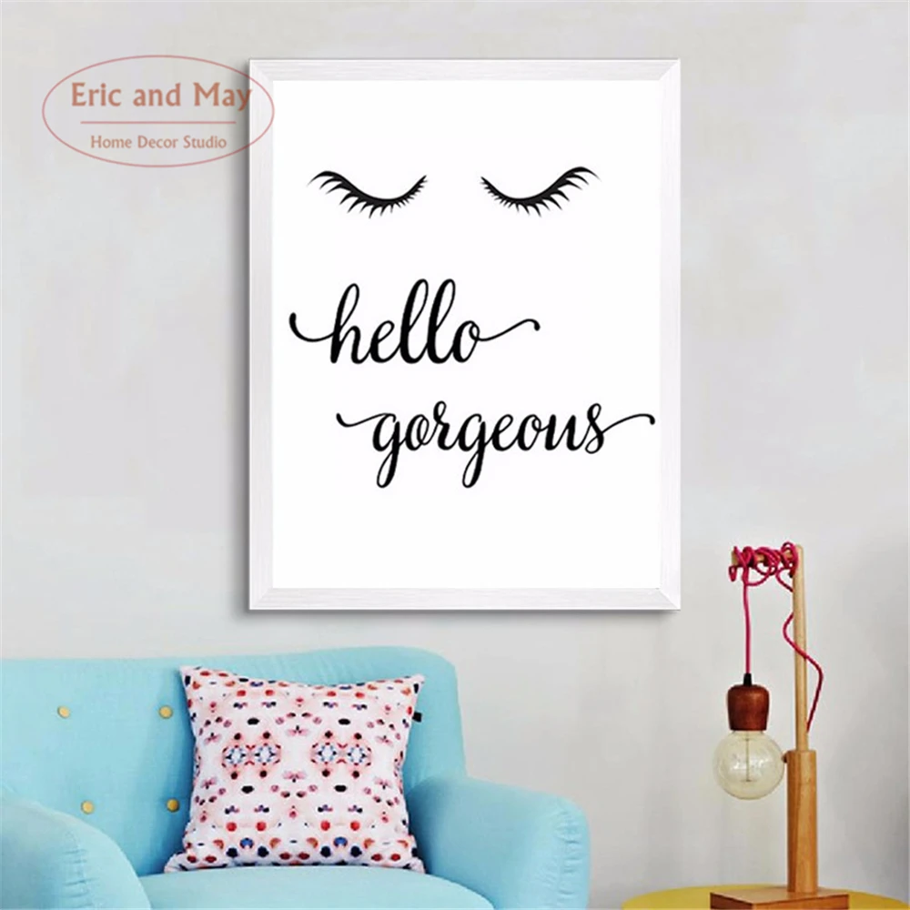 Рисунок на холсте из хлопка с цитатами Hello Eyelash художественный постер рисунком