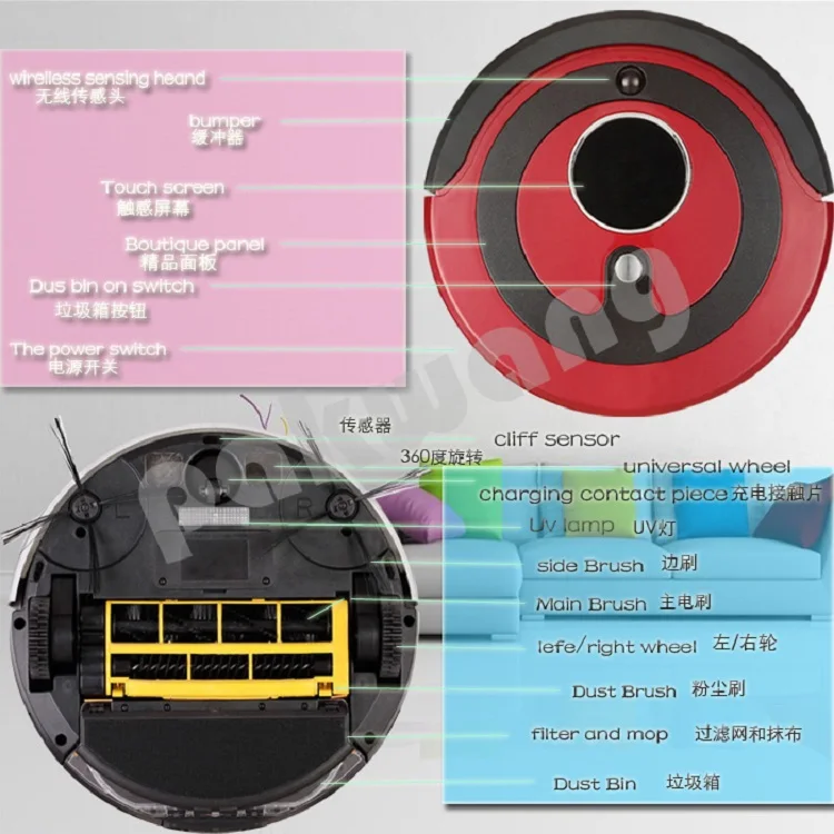 2017 New Intelligent Robot vacuum cleaner with LED touch screen Auto recharge robotic for home Aspirador | Бытовая техника