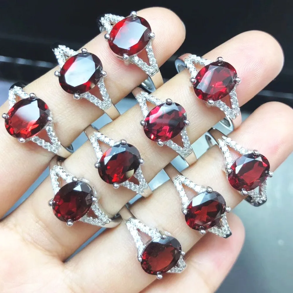 

Natural Garnet Rings, Rich and intoxicating gemstone& 925 Sterling Silver, Size Free Wedding Rings, Symbolises Love and Passion