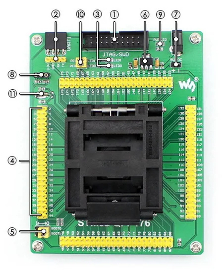 

STM32 Socket STM32-QFP176 QFP176 LQFP176 0.5mm Pitch Yamaichi IC51-1764-1505-5 Designed for STM32 MCU Supports JTAG SWD USART