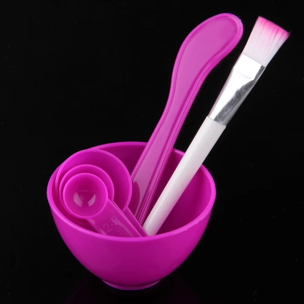 Дешевые 1 шт 4 в сделай сам Макияж маска для лица щетка и чашка смешивания ложка