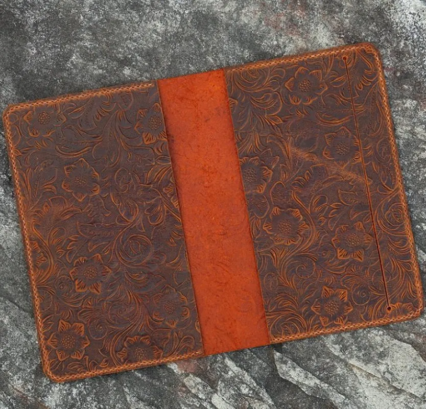 Women flower embossing real genuine Leather cover case for Leuchtturm 1917 Medium A5 Notebook JOTTBOOK travel notebook | Багаж и сумки