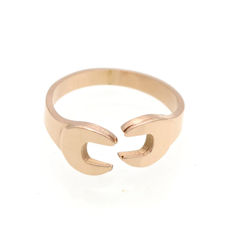 Модные панк байкерские гаечные кольца цвета розового золота из нержавеющей