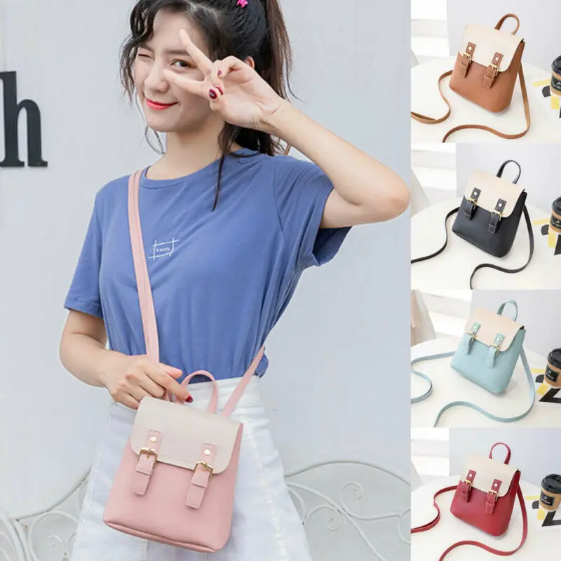 

NoEnName Women Girls School Bag PU Leather Backpack Mini Rucksack Purse Travel Handbag Shoulder Bags