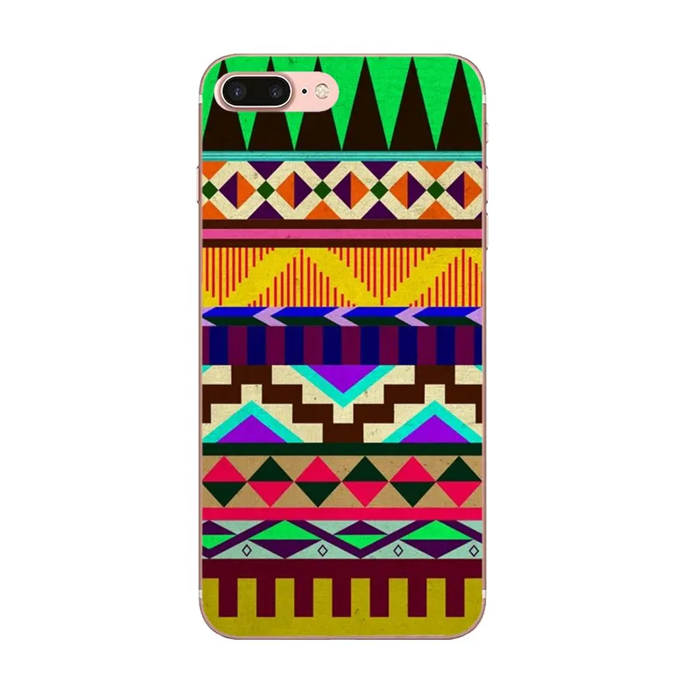 Мягкий чехол из ТПУ для Apple iPhone 4 4S 5 5C 5S SE 6 6S 7 8 Plus X XS Max XR Pastel Tribal Aztec Triangle On Nebula Colorful |