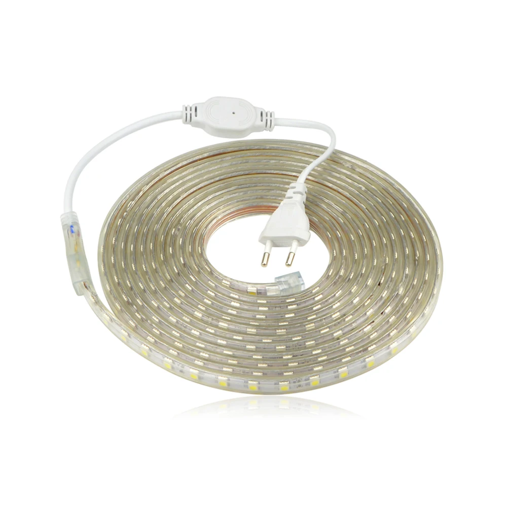 Светодиодная лента RGB 1 25 м 220 В 5050 SMD водонепроницаемая Садовая уличная для
