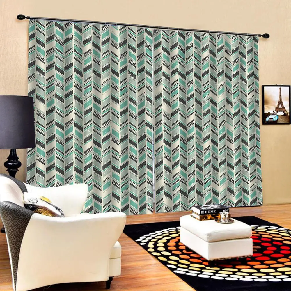 3D Curtain Luxury Blackout Window Living Room green pattern curtains for bedroom curtain | Дом и сад