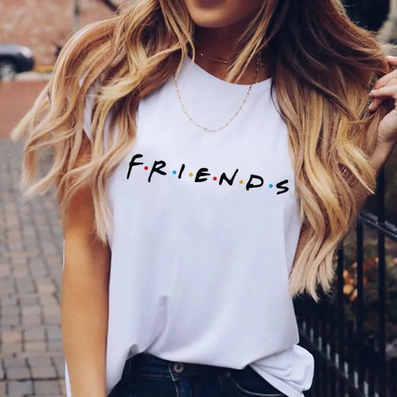 

Женская футболка с надписью Friends Tv, повседневная забавная Футболка для леди, верх для девушек, модель 2018 винтажная, стиль Харадзюку