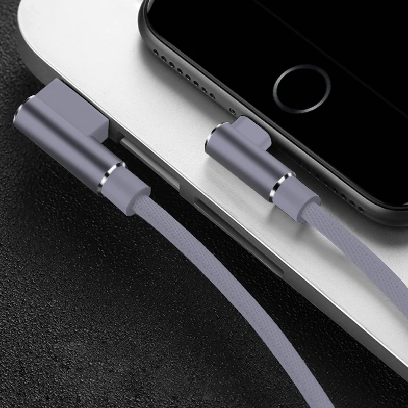 Серый 1 2 3 м 90 градусов быстрая зарядка данных Тип C Micro USB C кабель для samsung huawei Xiaomi type-c зарядное устройство длинный провод для мобильного телефона - Цвет: Серый