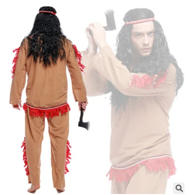 

free shipping Halloween costume man savage cosplay costume brown free size