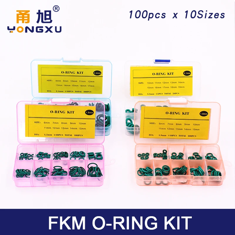 

Thickness 1.5/1.9/2.4/3.1/1.8/2.65mm O Rings Rubber O Ring Seal FKM Sealing O-rings Washer o-ring set Fuel Assortment Kit Box