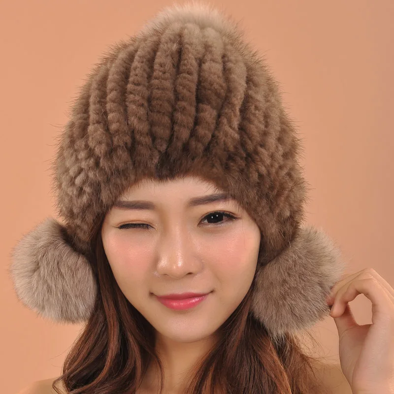 Женская шапка из натурального меха норки теплая зимняя зима 2019|fashion beanie|casual beaniesfur
