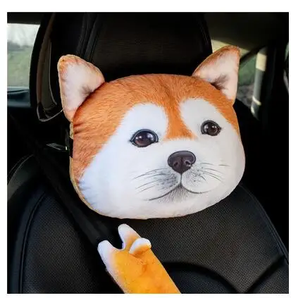 1pc headrest Автомобильная кошка Huskie собака плюшевое покрытие ремня безопасности подголовник для шеи бумажное полотенце Чехол держатель ткани мягкая игрушка подарок для девочки - Цвет: 1pc headrest