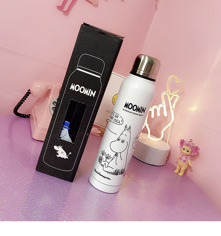 Moomin, прекрасный подарок для пары, студенческий, мультяшный, вакуумный, мини, для детей, коммерция, нержавеющая сталь, синий, розовый, термос, Copo, 280 мл