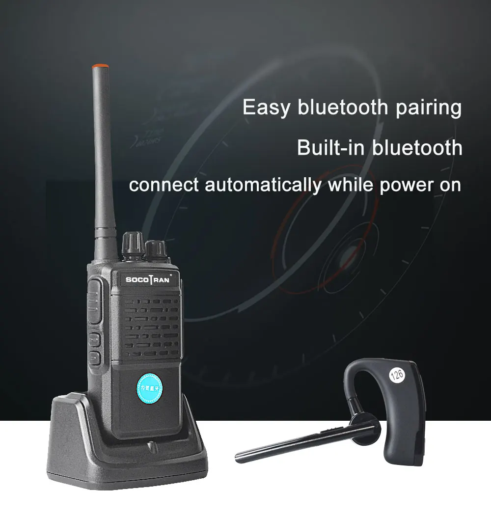 Bluetooth-рация Перезаряжаемые 2 Way Радио UHF 400-470 МГц Портативный радио Беспроводной Bluetooth гарнитура 16CH с наушником HB4